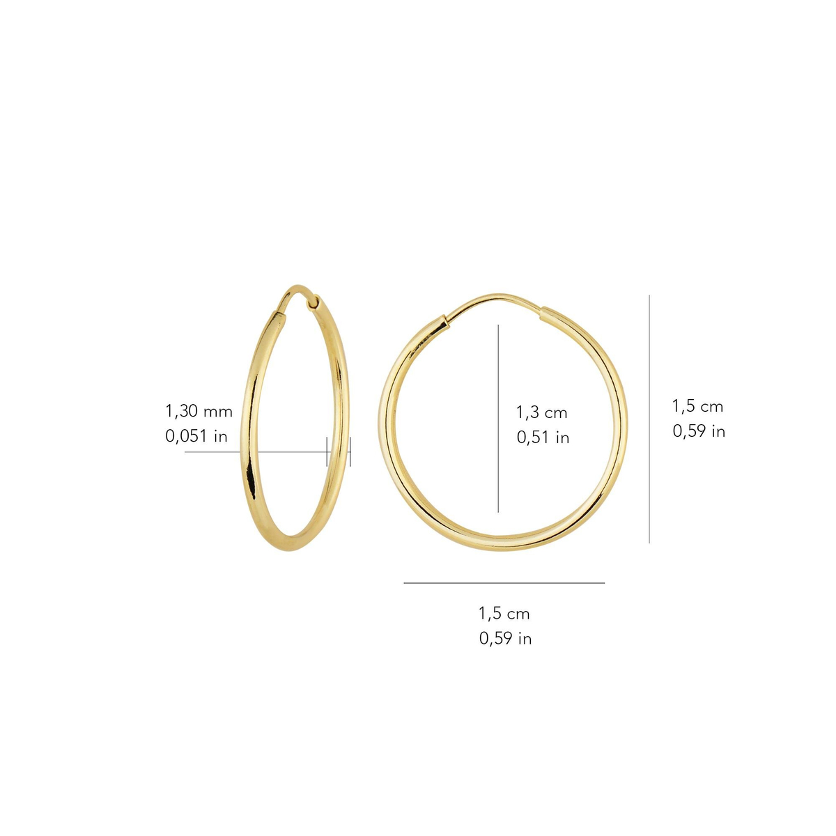 14 Ayar 1.5 cm Halka Küpe