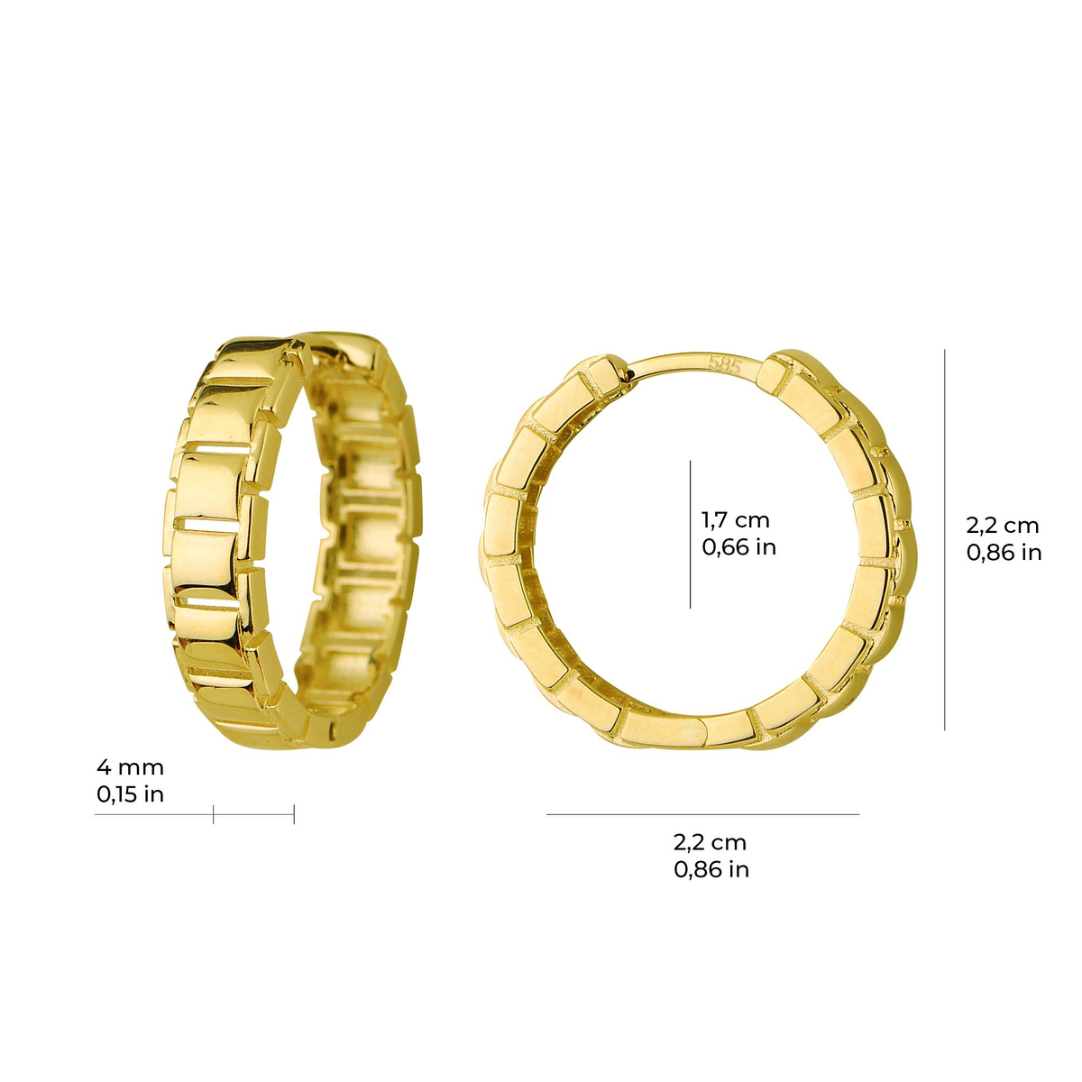 14 Ayar Altın Halka Küpe