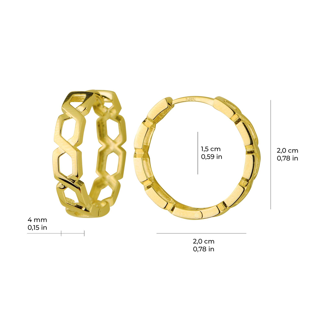 14 Ayar Altın Halka Küpe