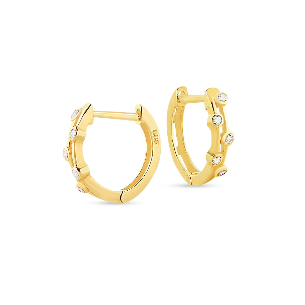 14 Ayar Altın Minik Taşlı Halka Küpe