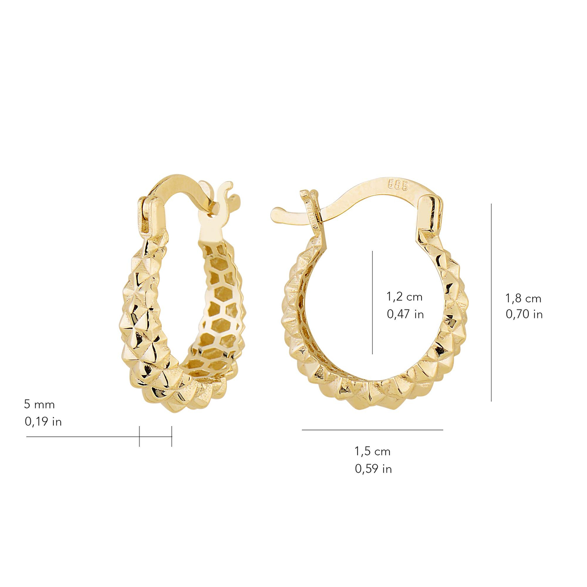 14 Ayar İtalyan Tırtıklı Halka Küpe