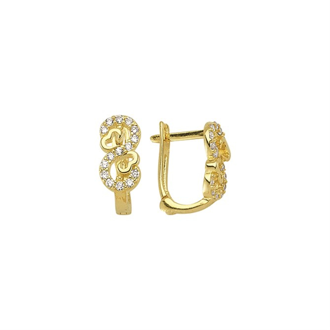 14 Ayar Kalpli Taşlı Sonsuzluk Altın Küpe