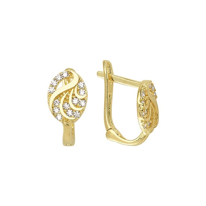 14 Ayar Yaprak Taşlı Altın Küpe