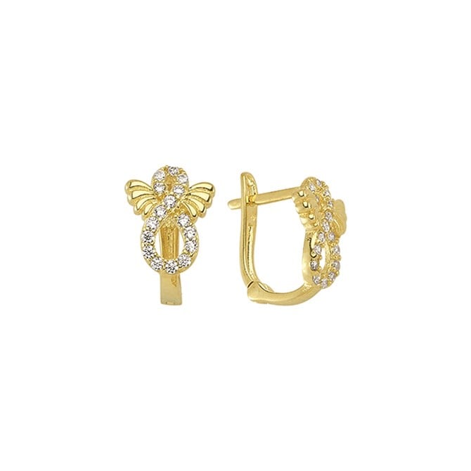 14 Ayar Sonsuzluk Taşlı Kanatlı Altın Küpe