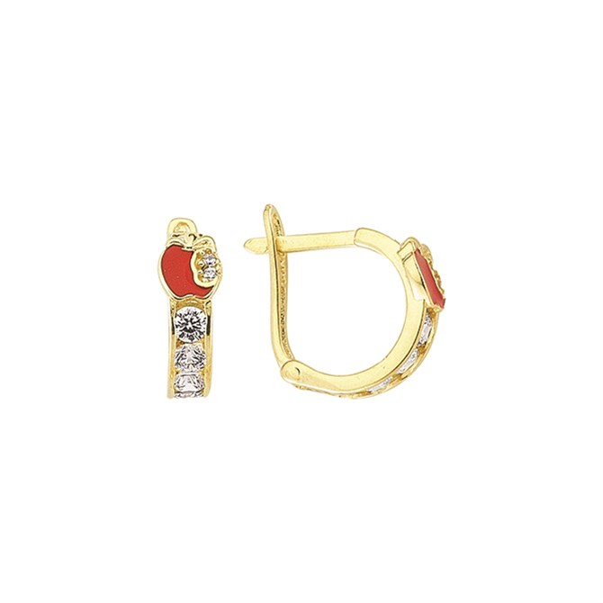 14 Ayar Kanallı Mineli Taşlı Altın Küpe