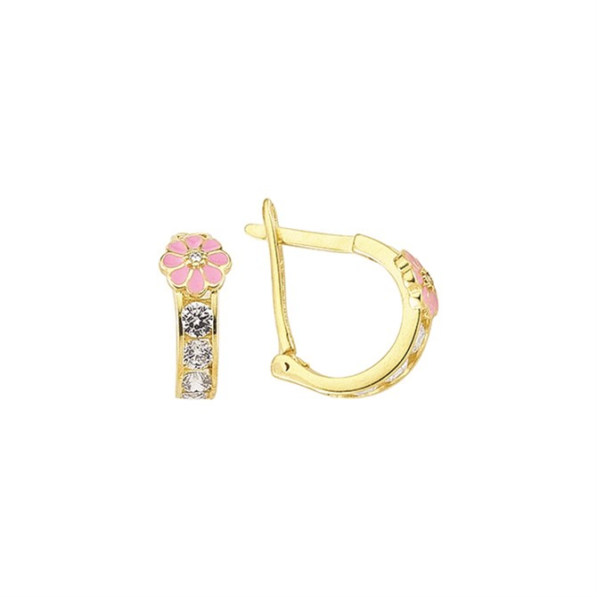 14 Ayar Kanallı Mineli Taşlı Altın Küpe