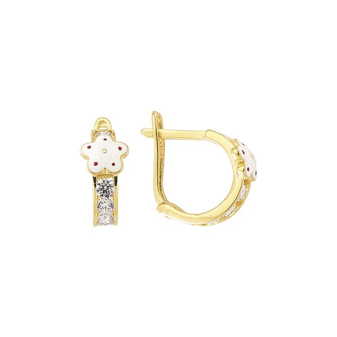 14 Ayar Kanallı Mineli Taşlı Altın Küpe