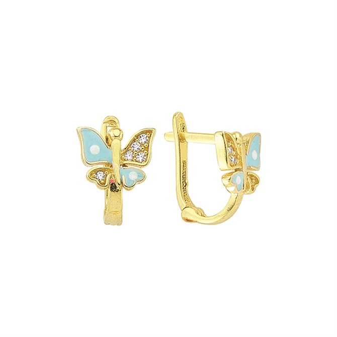 14 Ayar Taşlı Kelebek Altın Küpe