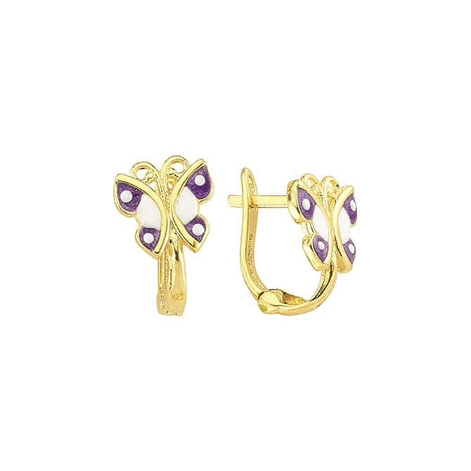 14 Ayar Taşlı Kelebek Altın Küpe