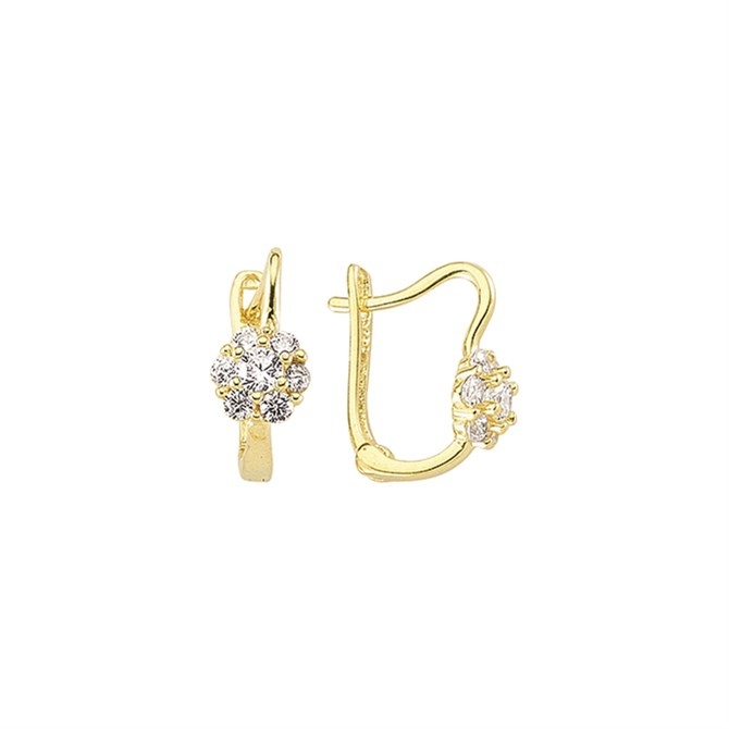 14 Ayar Soru Model Taşlı Altın Küpe