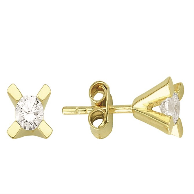 14 Ayar Tektaş Altın Küpe