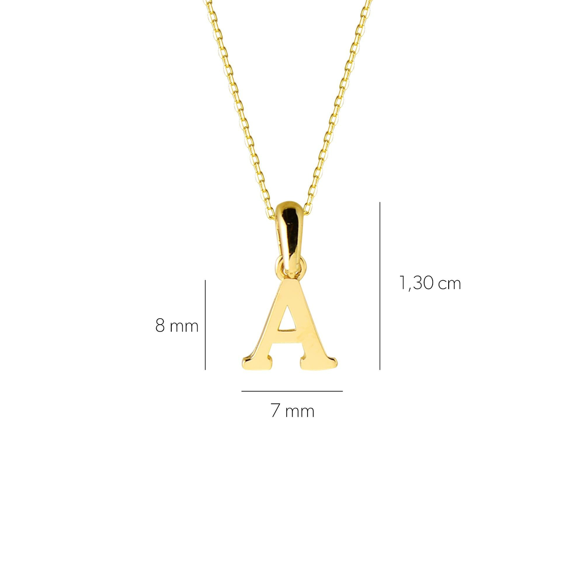 14 Ayar Altın A Harfi Kolye