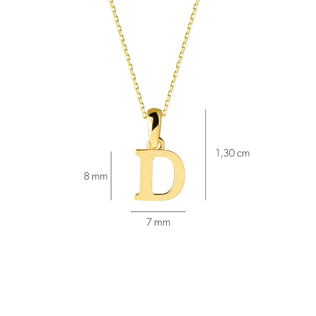14 Ayar Altın D Harfi Kolye
