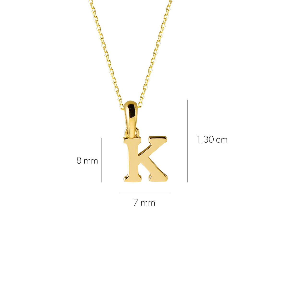 14 Ayar Altın K Harfi Kolye