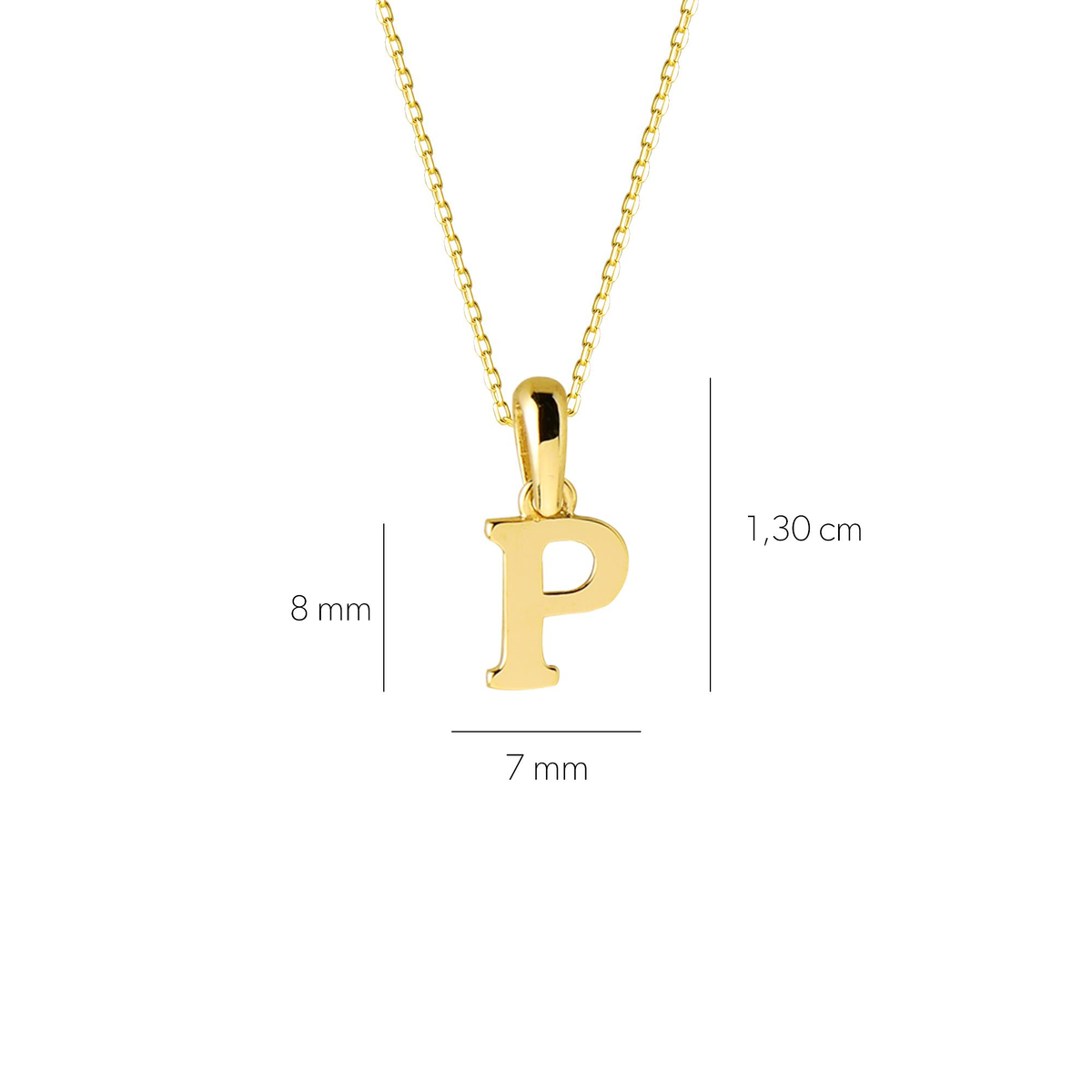14 Ayar Altın P Harfi Kolye