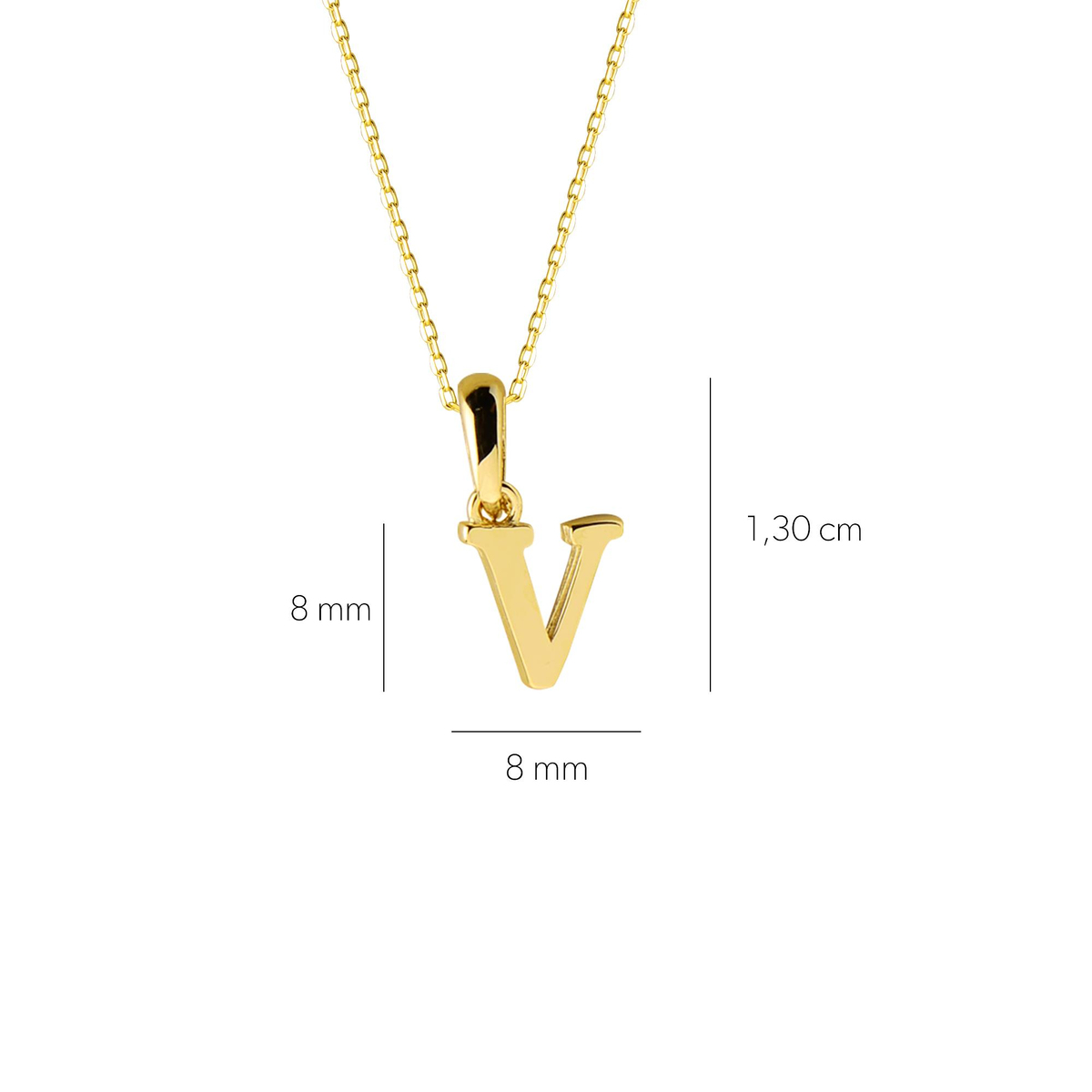 14 Ayar Altın V Harfi Kolye