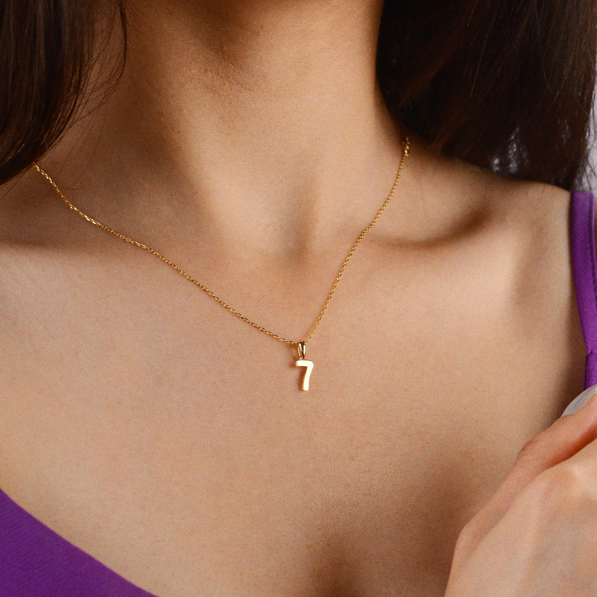 14 Ayar Yedi Rakamı Altın Kolye