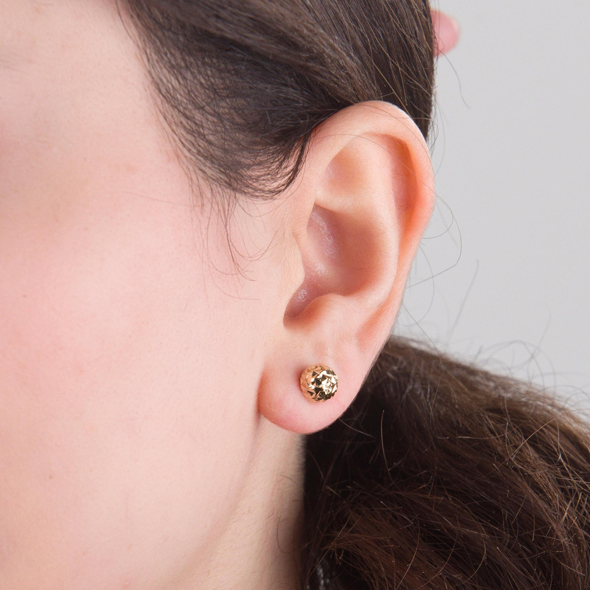 14 Ayar 7 mm Altın Top Küpe