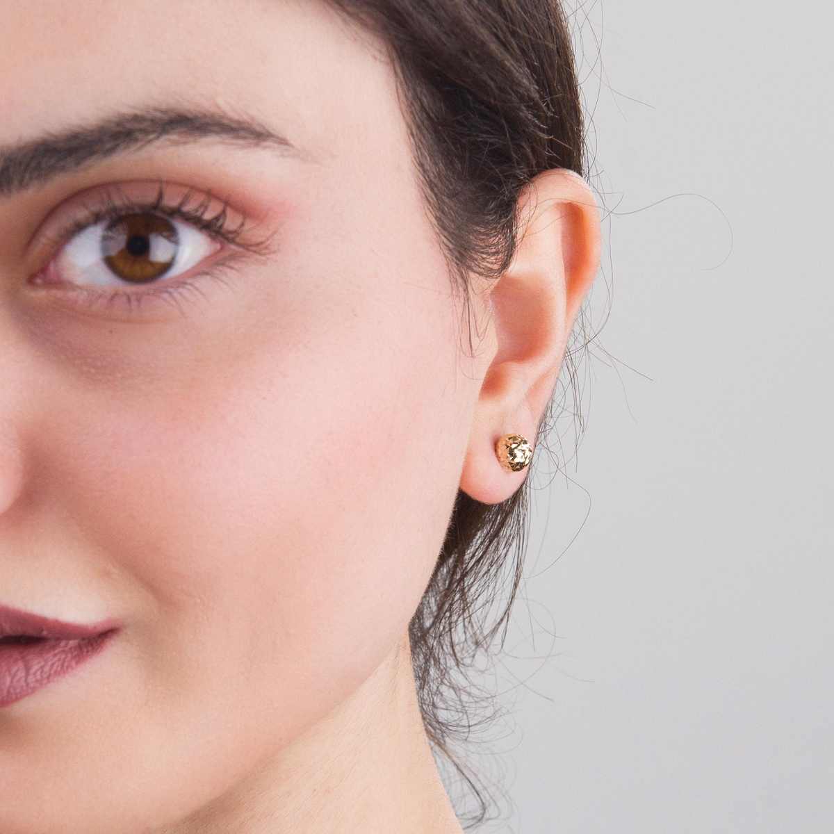 14 Ayar 7 mm Altın Top Küpe