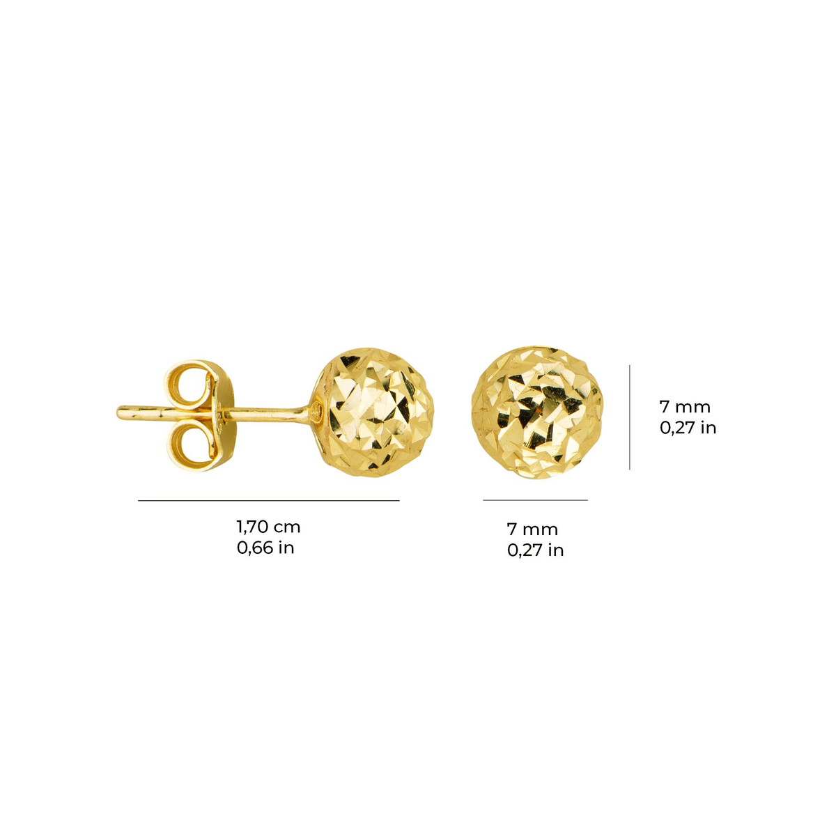 14 Ayar 7 mm Altın Top Küpe