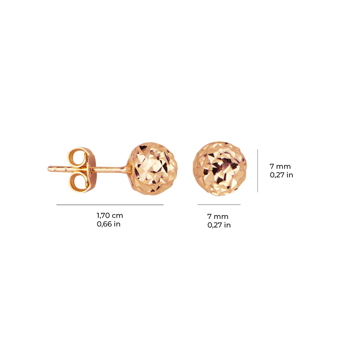 14 Ayar 7 mm Altın Top Küpe