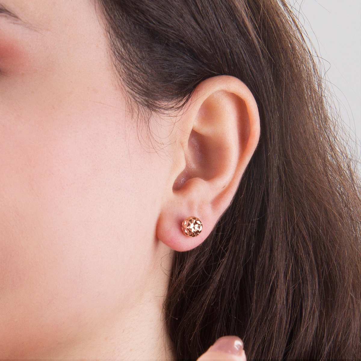 14 Ayar 7 mm Altın Top Küpe