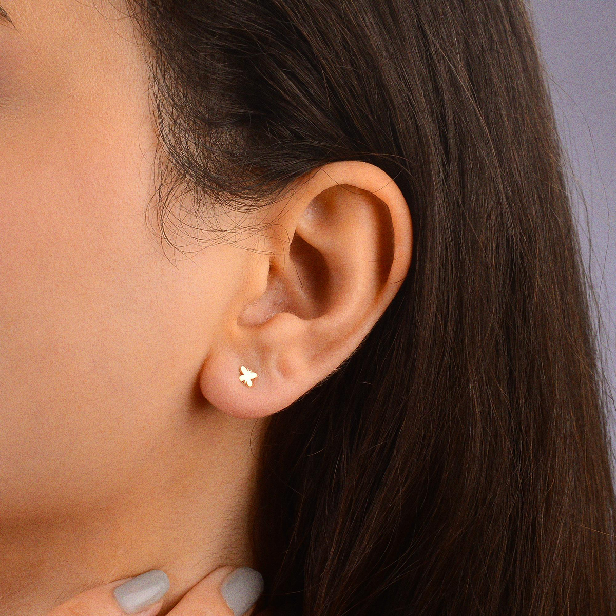 14 Ayar Altın Küçük Kelebek Küpe