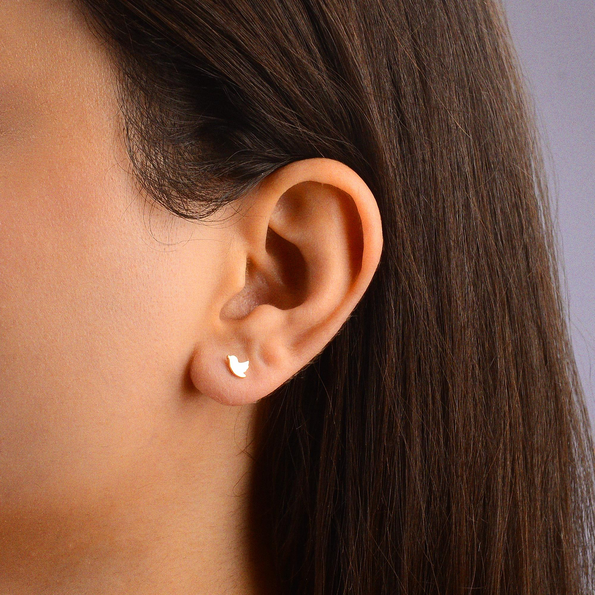 14 Ayar Altın Minik Kuş Küpe