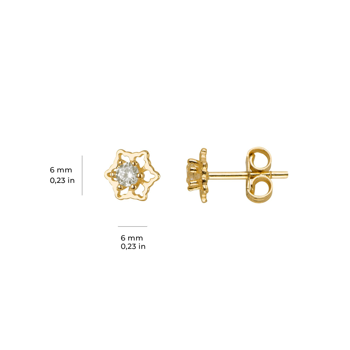 14 Ayar Altın Taşlı Küpe