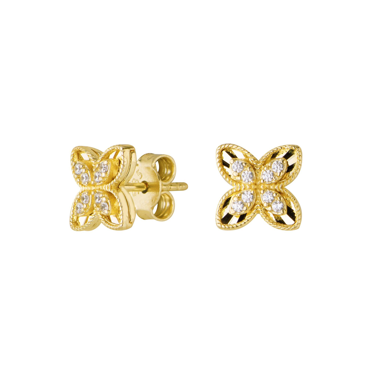 14 Ayar Altın Taşlı Küpe