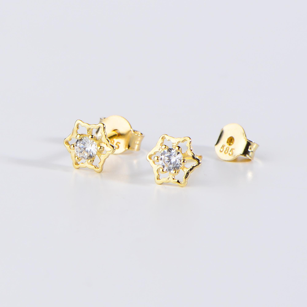 14 Ayar Altın Taşlı Küpe