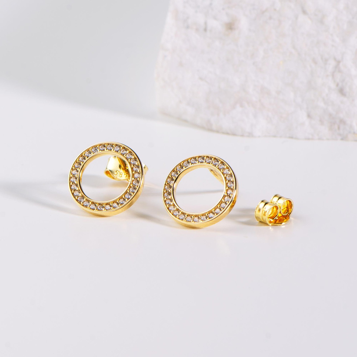 14 Ayar Altın Taşlı Küpe