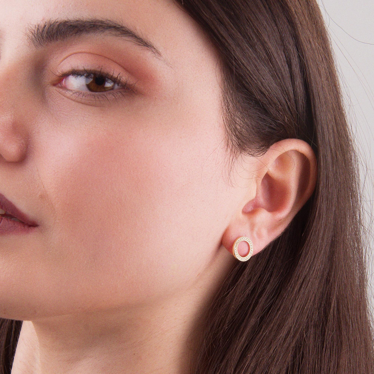 14 Ayar Altın Taşlı Küpe