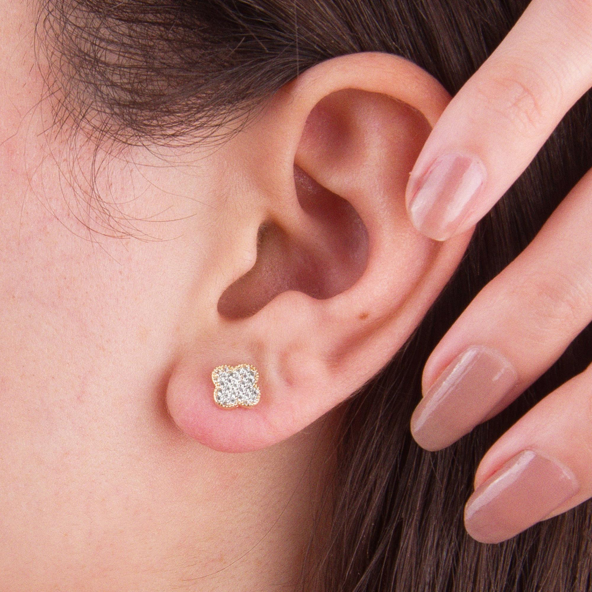 14 Ayar Altın Taşlı Küpe