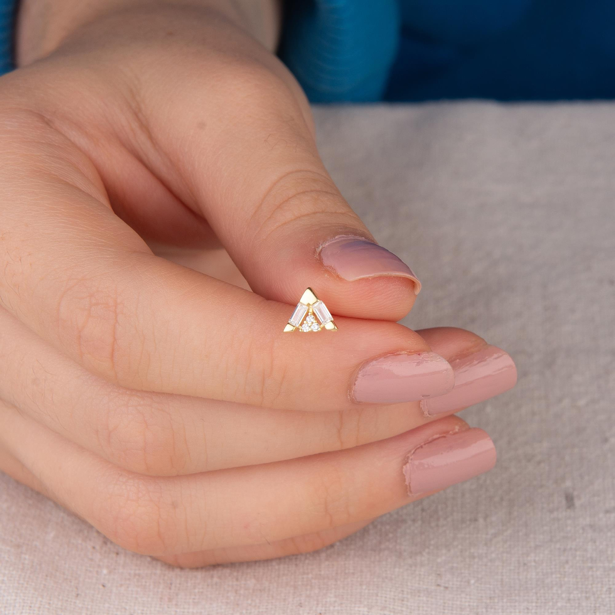 14 Ayar Altın Taşlı Küpe