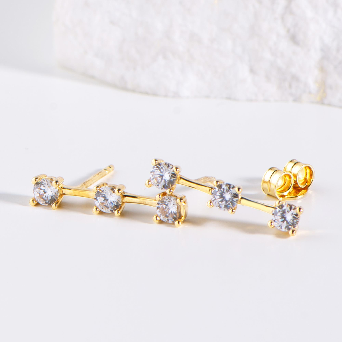 14 Ayar Altın Taşlı Küpe