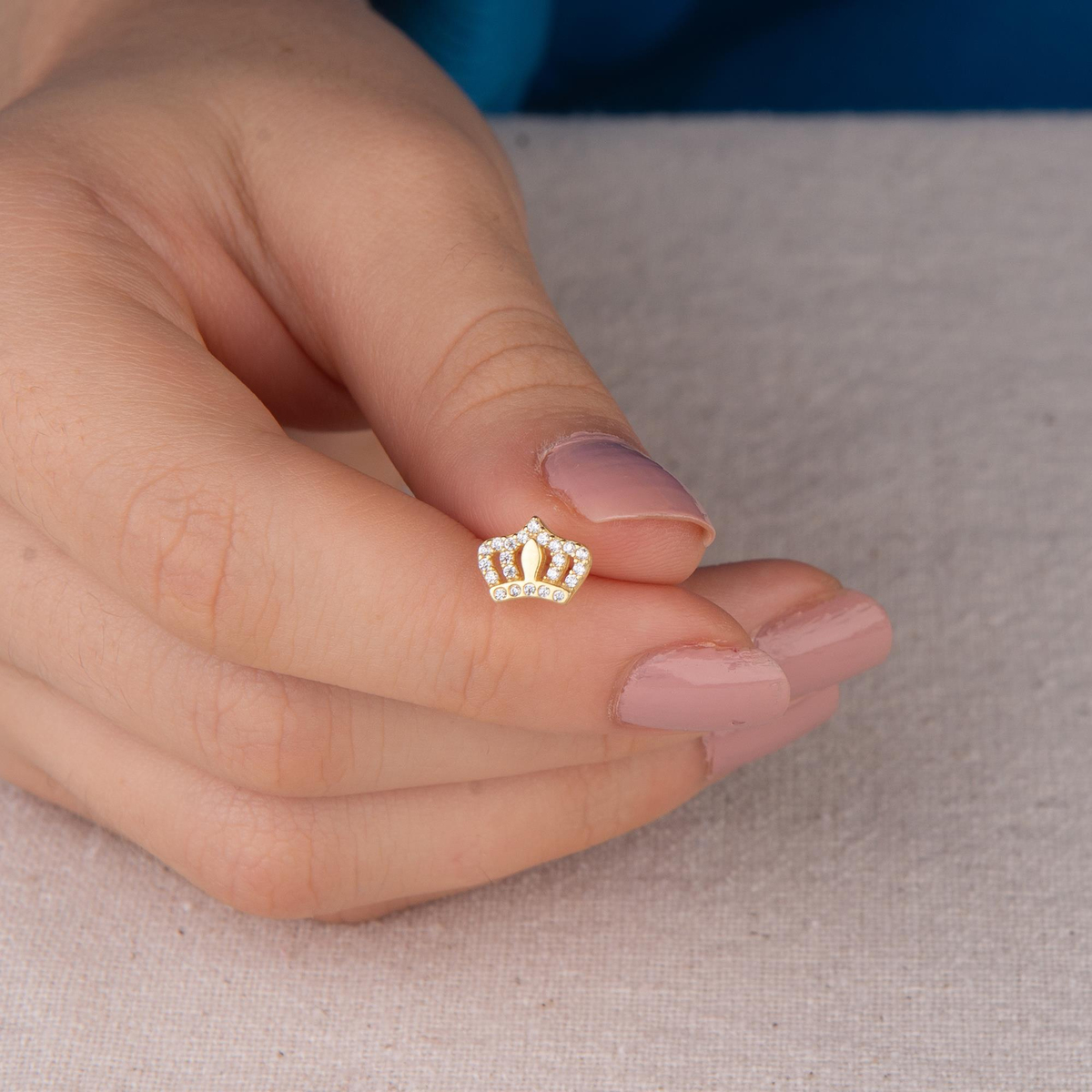 14 Ayar Altın Taşlı Küpe