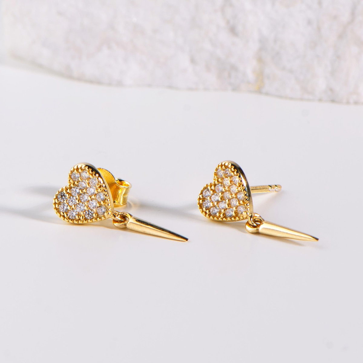 14 Ayar Altın Taşlı Küpe