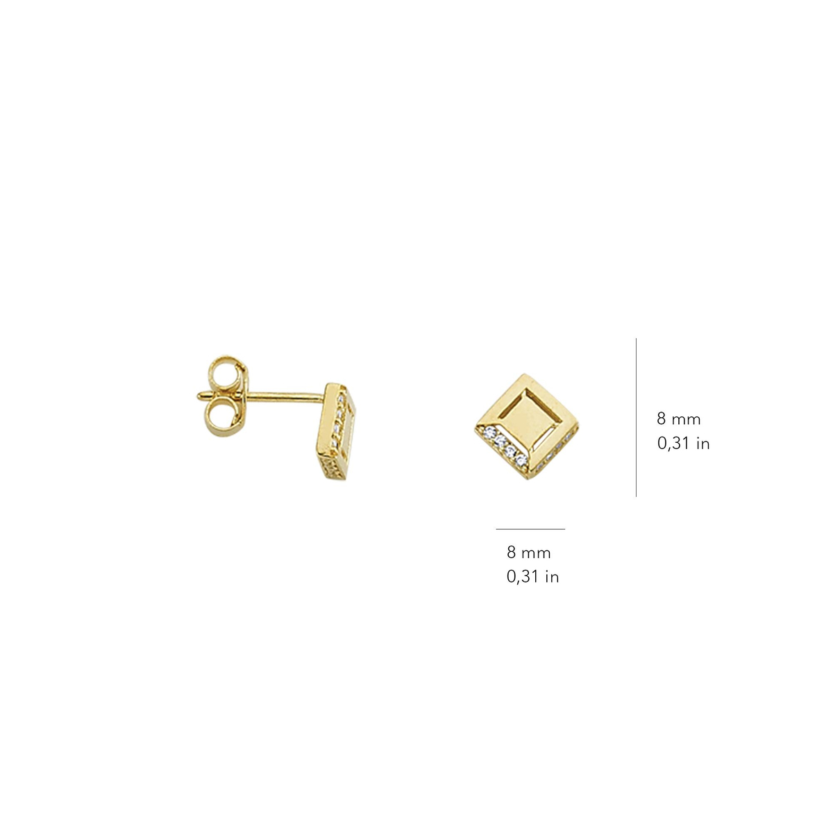 14 Ayar Altın Taşlı Küpe