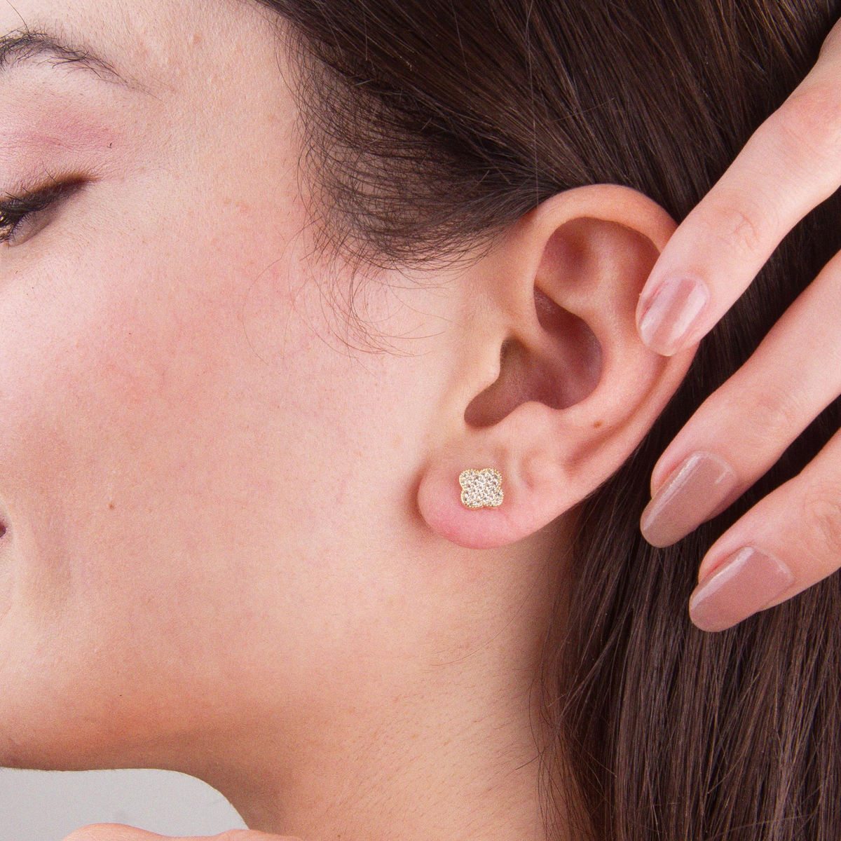 14 Ayar Altın Taşlı Küpe