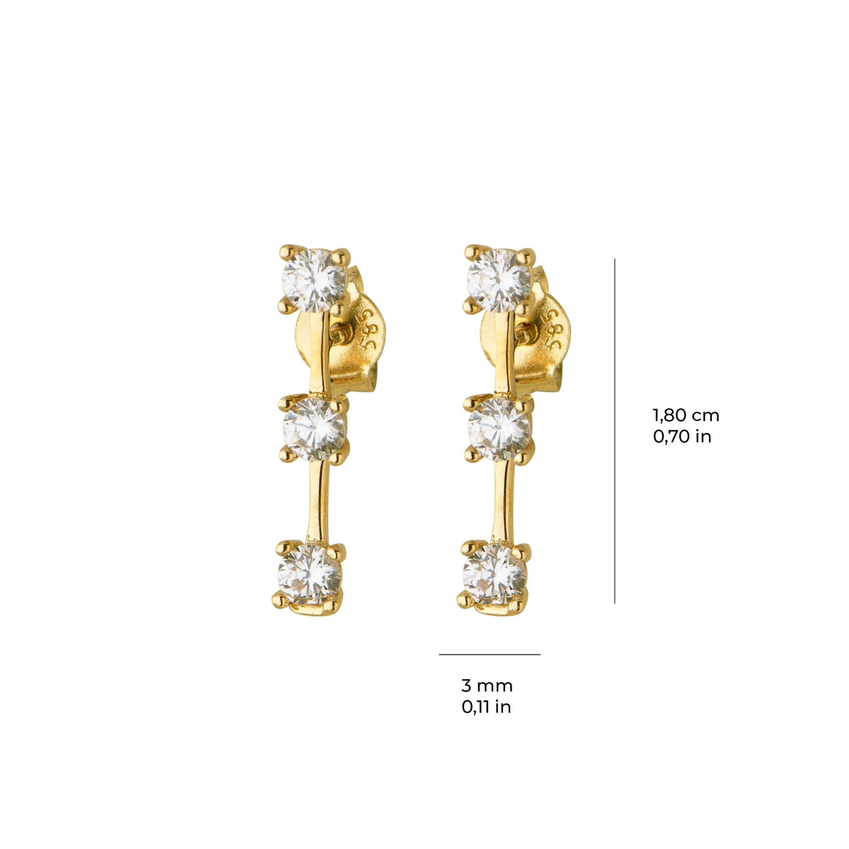 14 Ayar Altın Taşlı Küpe