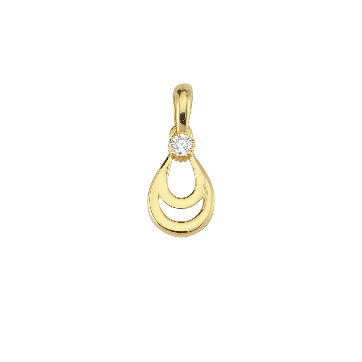 14 Ayar Altın Tek Taşlı Damlı Kolye Ucu
