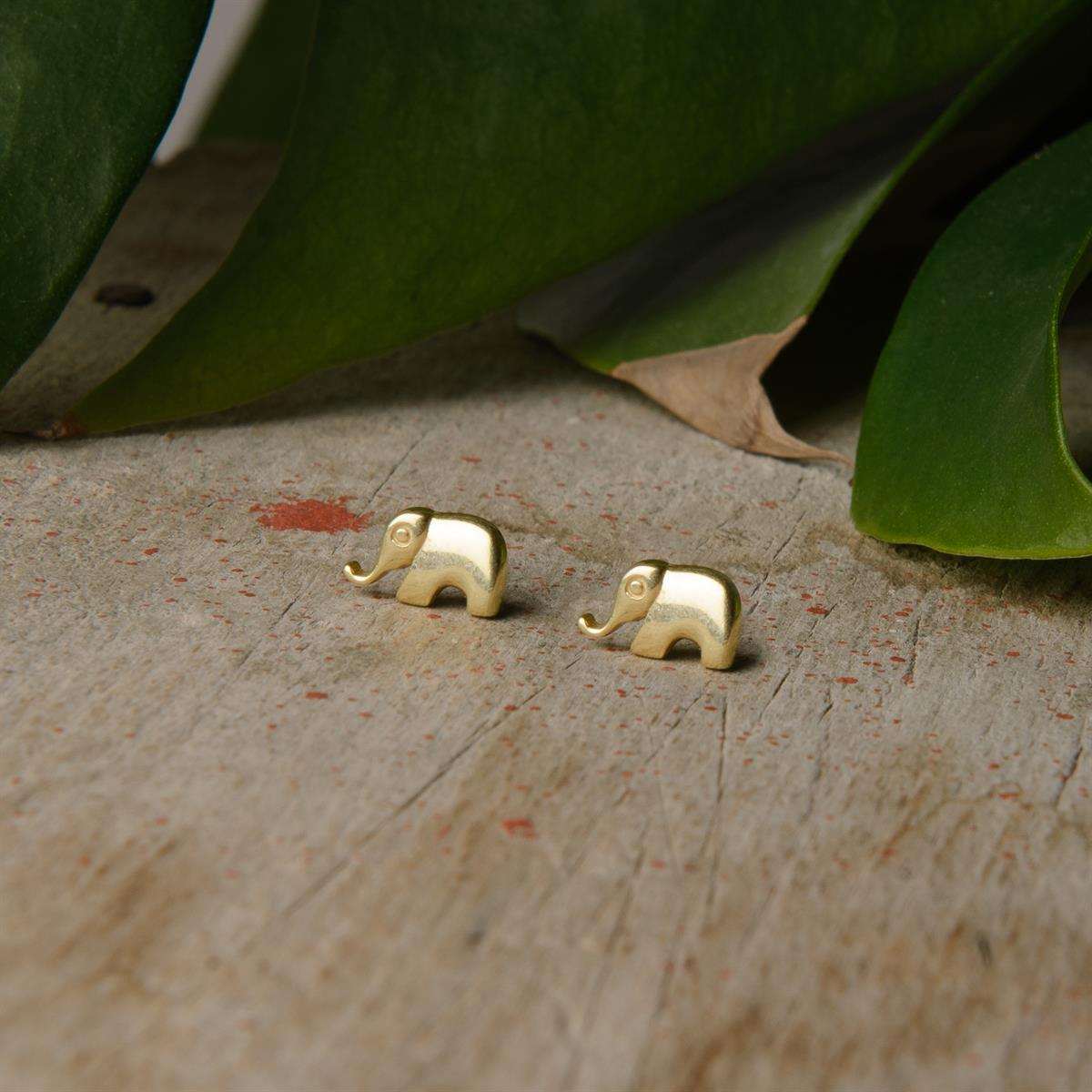 14K ALTIN ŞANS FİL KÜPE