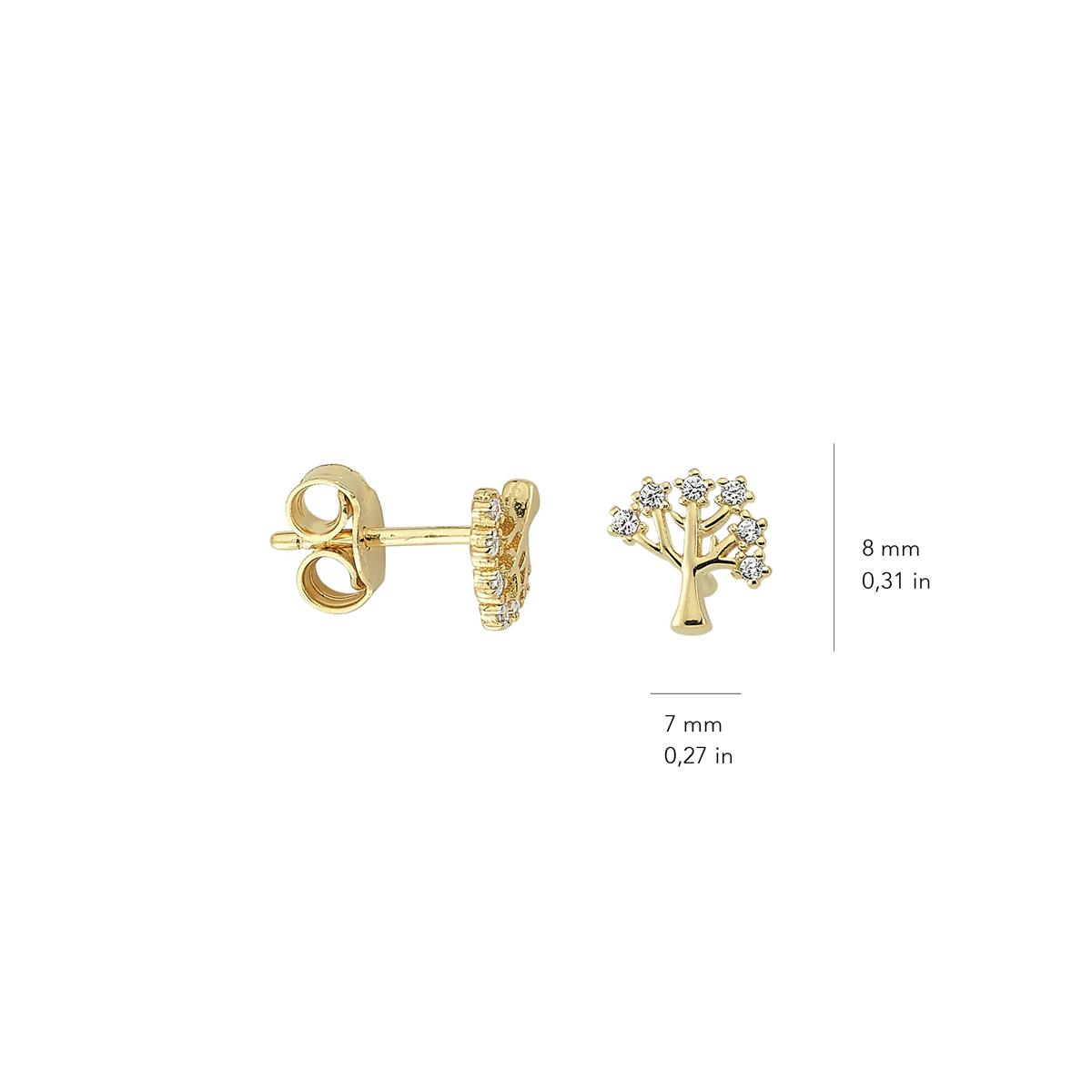 14K ALTIN TAŞLI AĞAÇ KÜPE