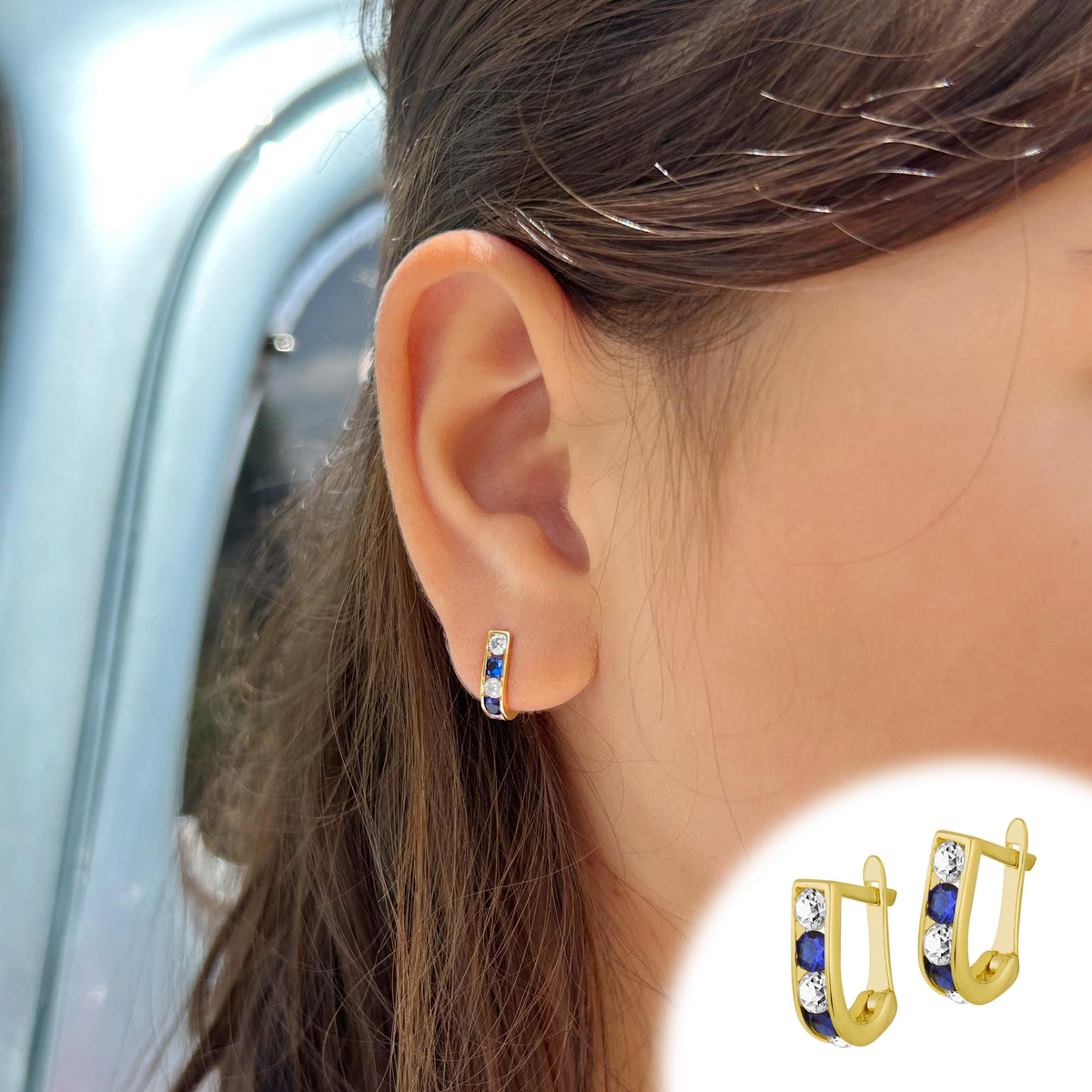 8 Ayar Altın Taşlı Çocuk Küpesi