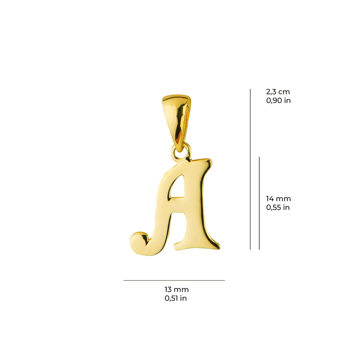 14 Ayar Altın A Harfi Kolye Ucu