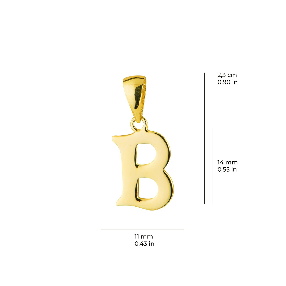 14 Ayar Altın B Harfi Kolye Ucu