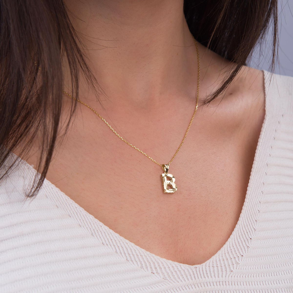 14 Ayar Altın B Harfi Kolye Ucu