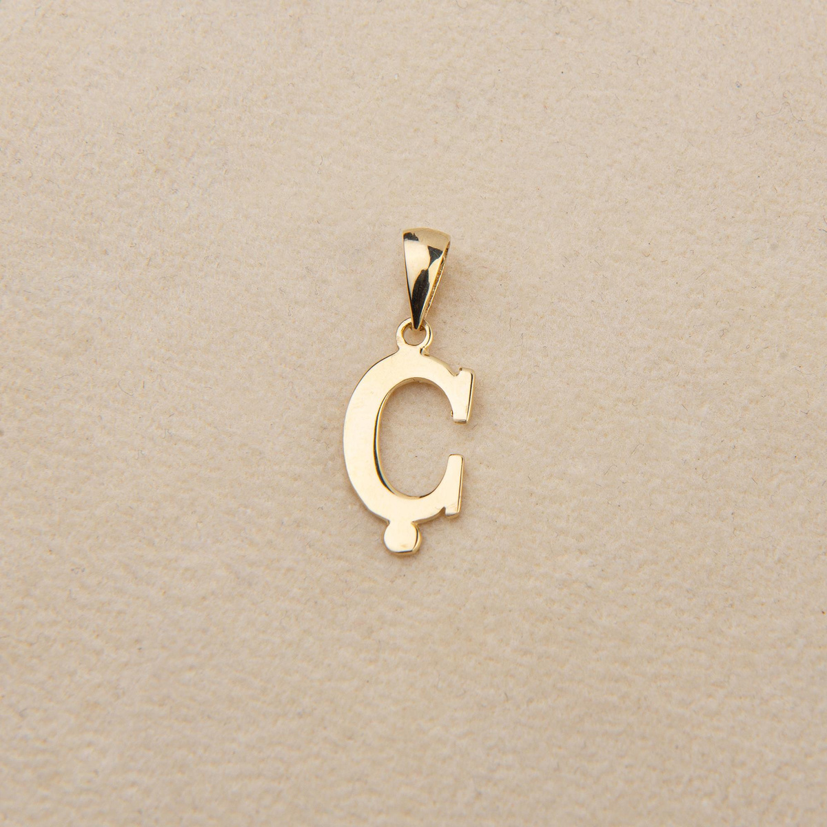 14 Ayar Altın Ç Harfi Kolye Ucu
