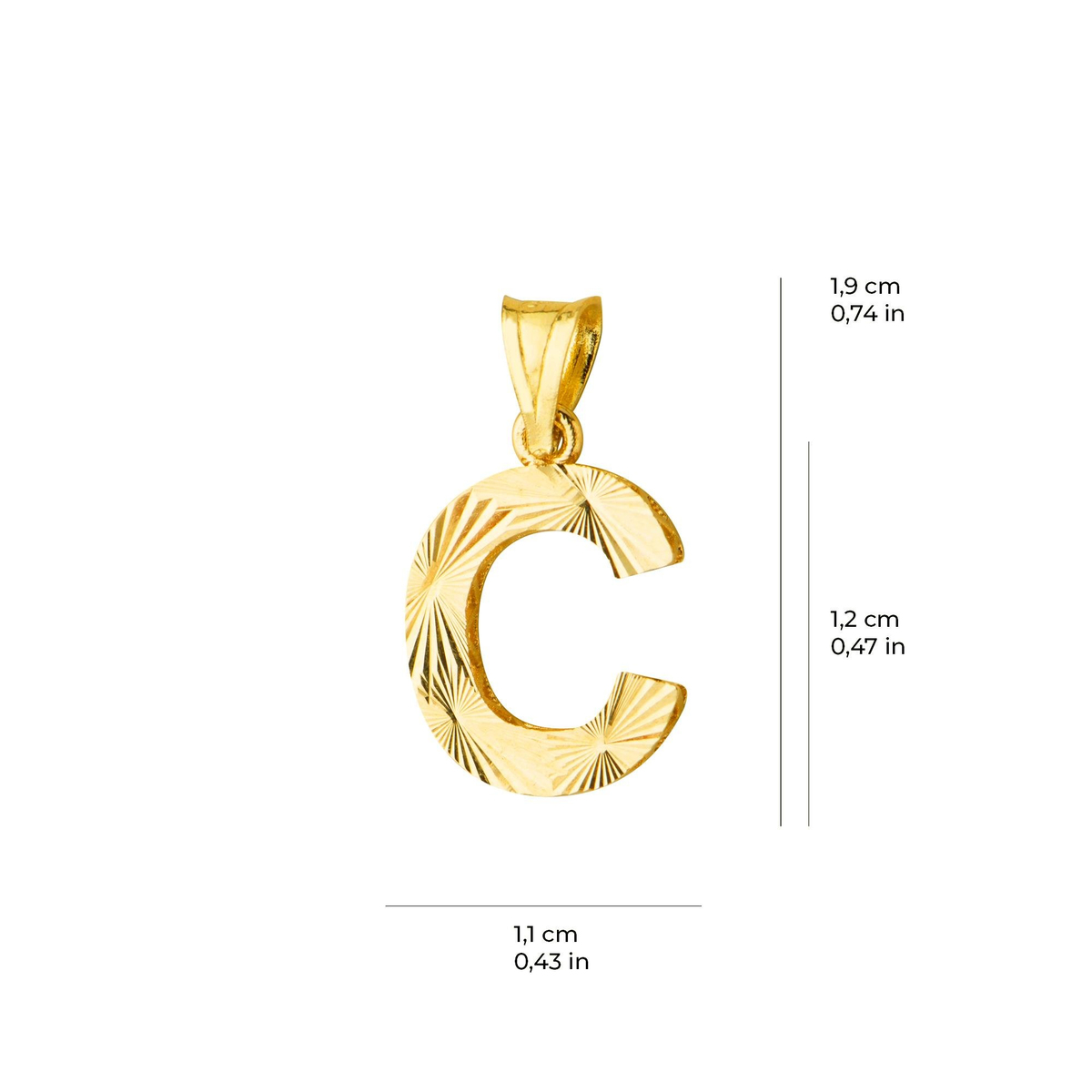 14 Ayar Altın C Harfi Kolye Ucu